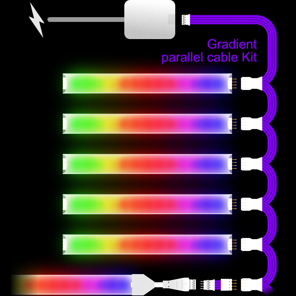 Gradient - Parallel Cable | BLACK Multi Point Splitter 2,3,4+ way | in Feet