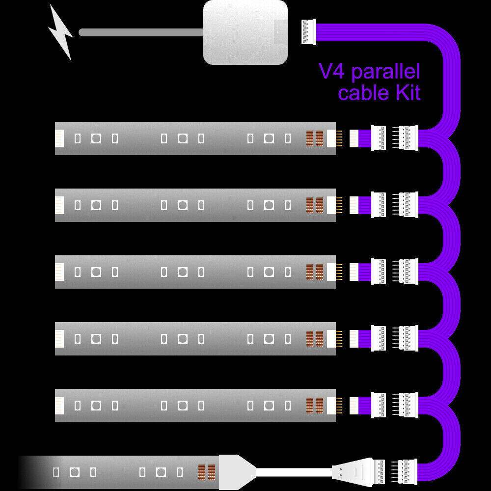 Plus V4 - Parallel Cable | BLACK Multi Point Splitter 3,4,5,6,7,8+ way | in Feet