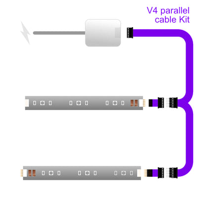 Plus V4 - Parallel Cable | BLACK Multi Point Splitter 3,4,5,6,7,8+ way | in Feet - 2 / upto 4feet / upto 18inch - LightStrips Anonymous
